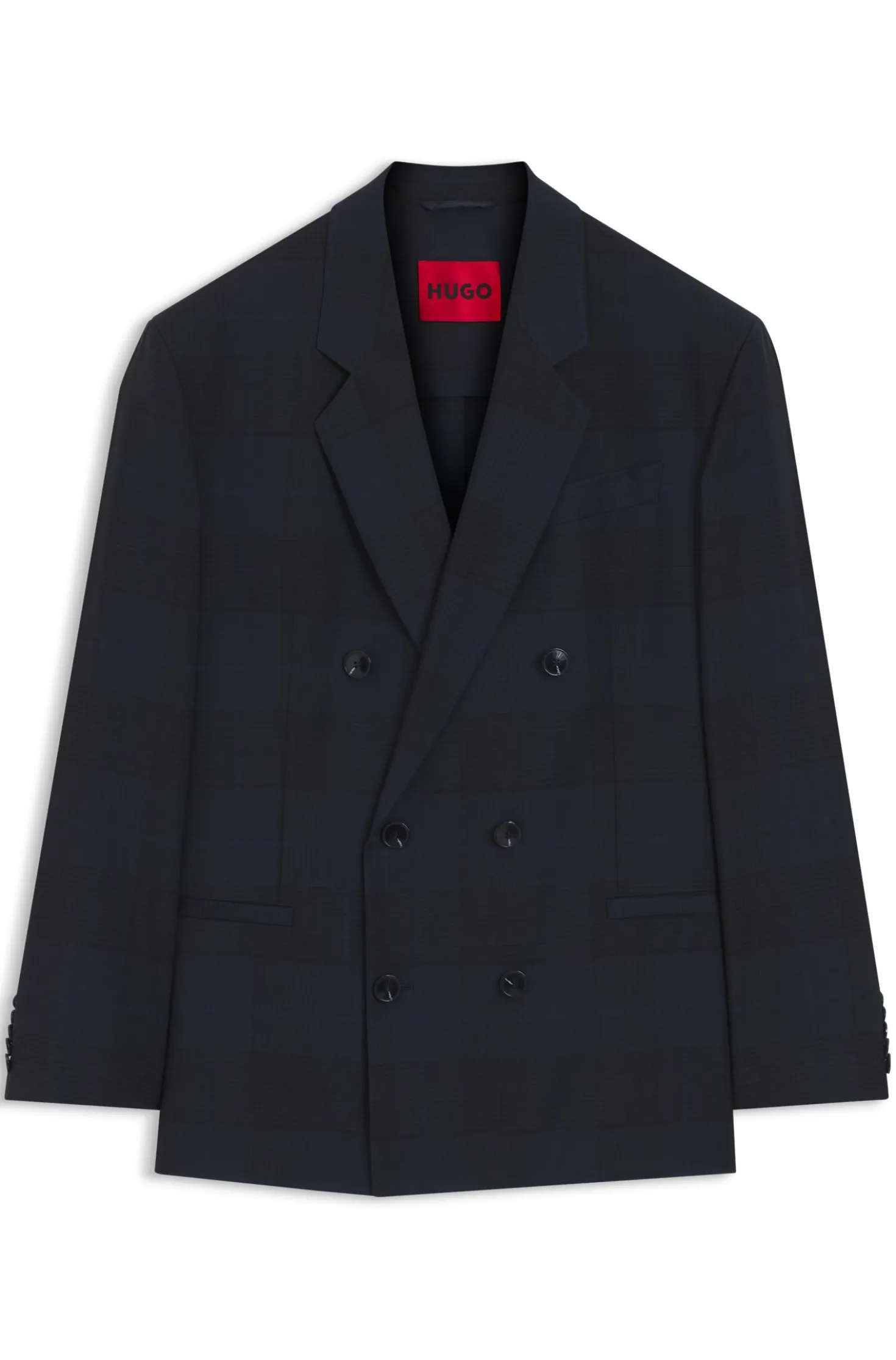 Modern-fit blazer in checked virgin wool