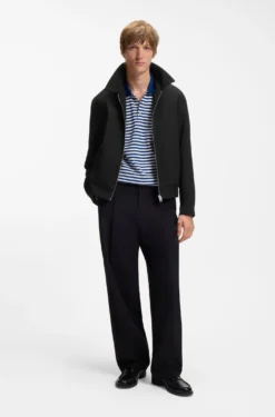 Modern-fit jacket in performance-stretch canvas