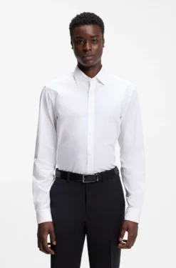 Modern-fit shirt in easy-iron cotton poplin