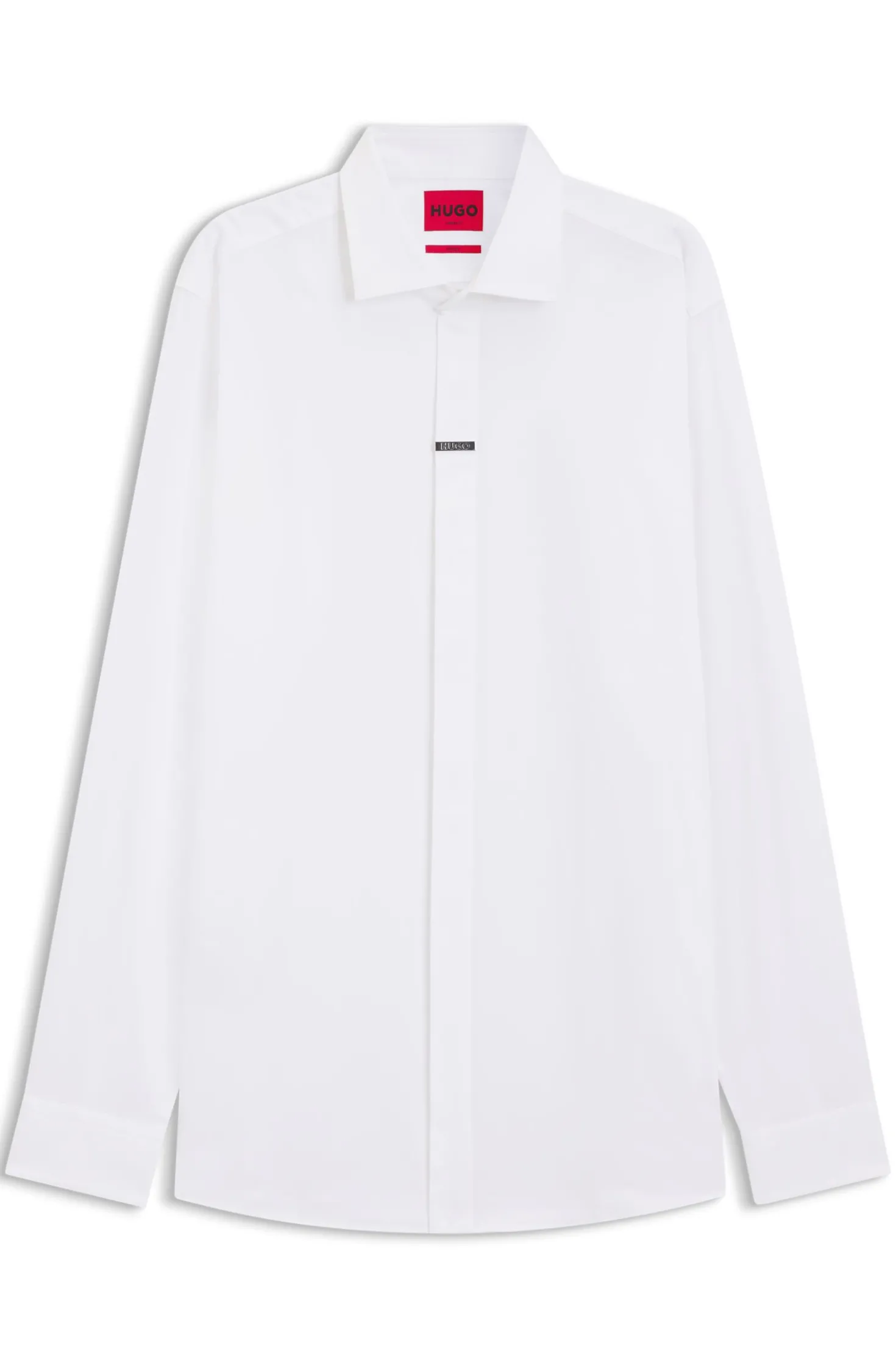 Modern-fit shirt in stretch cotton with concealed placket