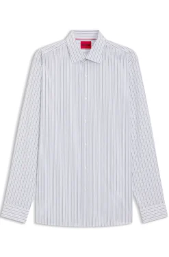 Modern-fit shirt in striped cotton