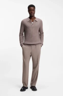 Modern-fit stretch-twill formal trousers