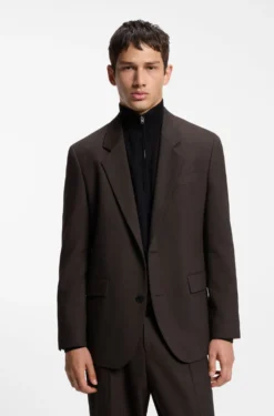 Modern-fit suit jacket in performance-stretch twill