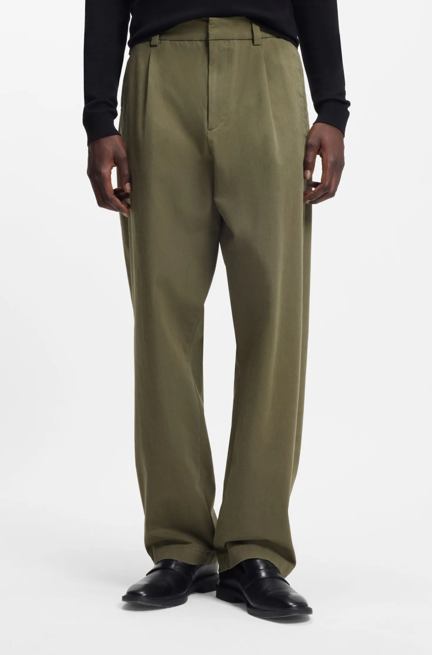 Modern-fit trousers in cotton-blend twill