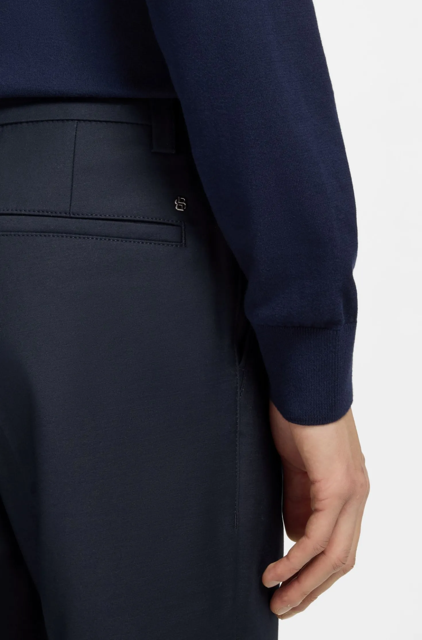 Modern-fit trousers in easy-iron cotton-blend twill