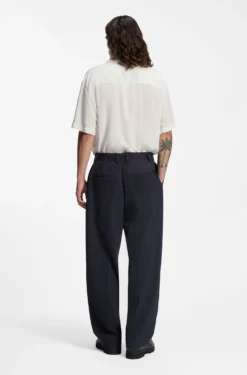 Modern-fit trousers in performance-stretch seersucker