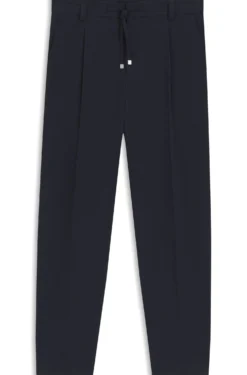 Modern-fit trousers in performance-stretch seersucker