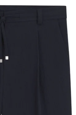 Modern-fit trousers in performance-stretch seersucker