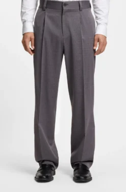 Modern-fit trousers in pin-check stretch fabric