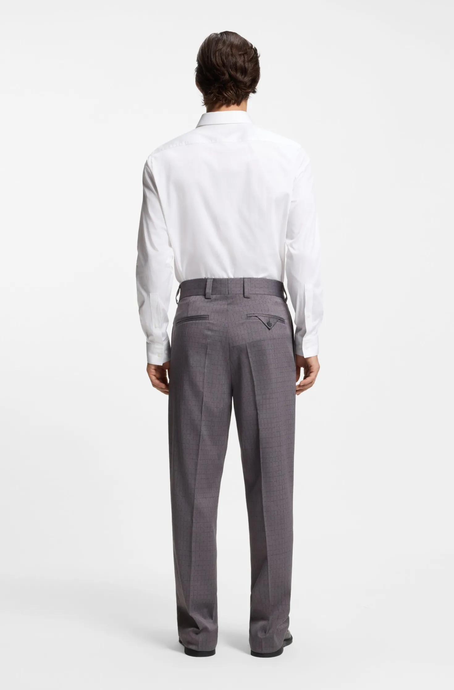 Modern-fit trousers in pin-check stretch fabric