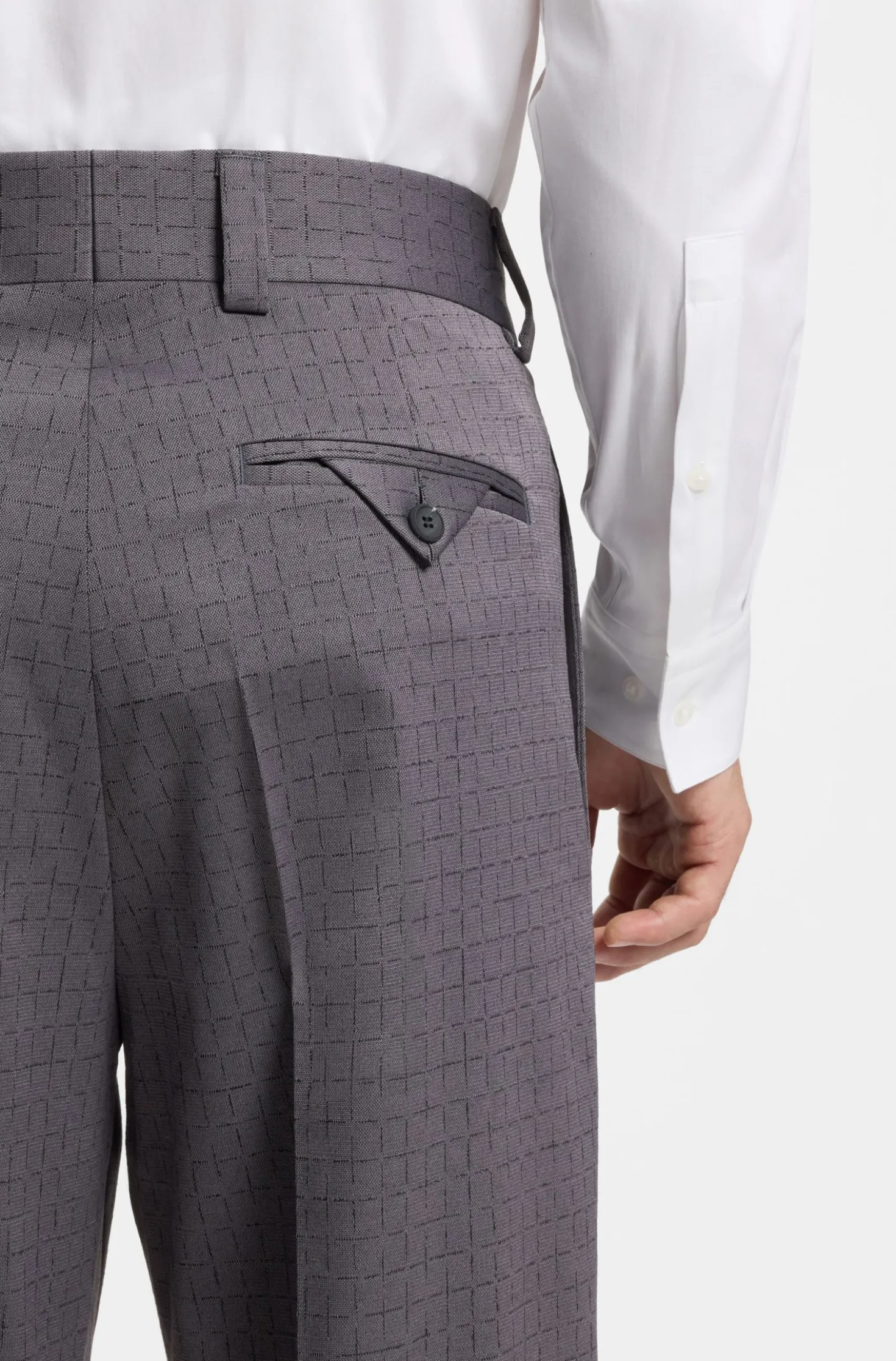 Modern-fit trousers in pin-check stretch fabric