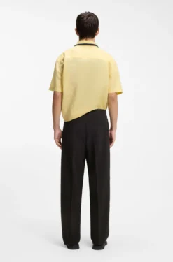 Modern-fit trousers in stretch-cotton seersucker
