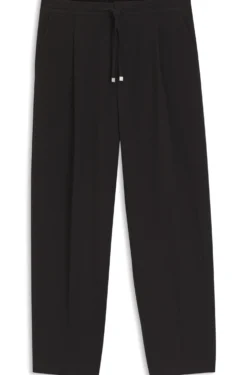 Modern-fit trousers in stretch-cotton seersucker