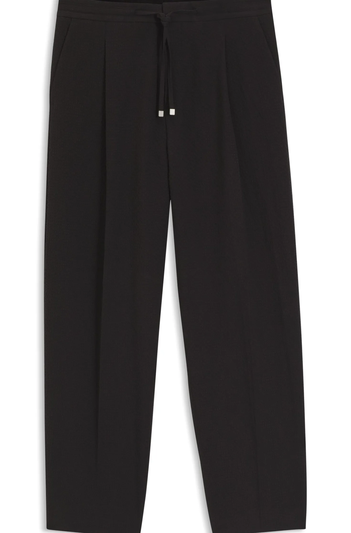 Modern-fit trousers in stretch-cotton seersucker