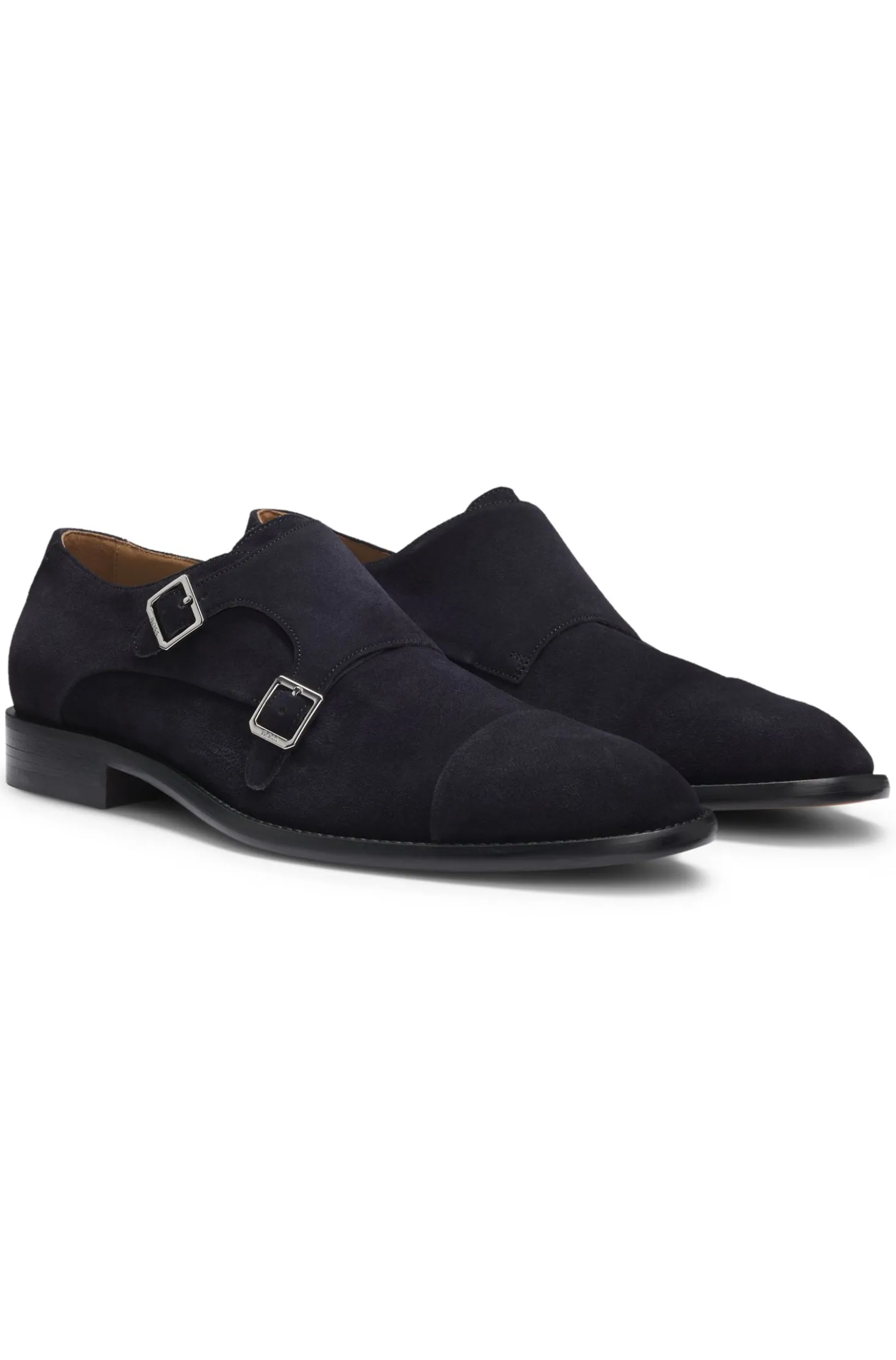 Monk shoes in suede with double strap