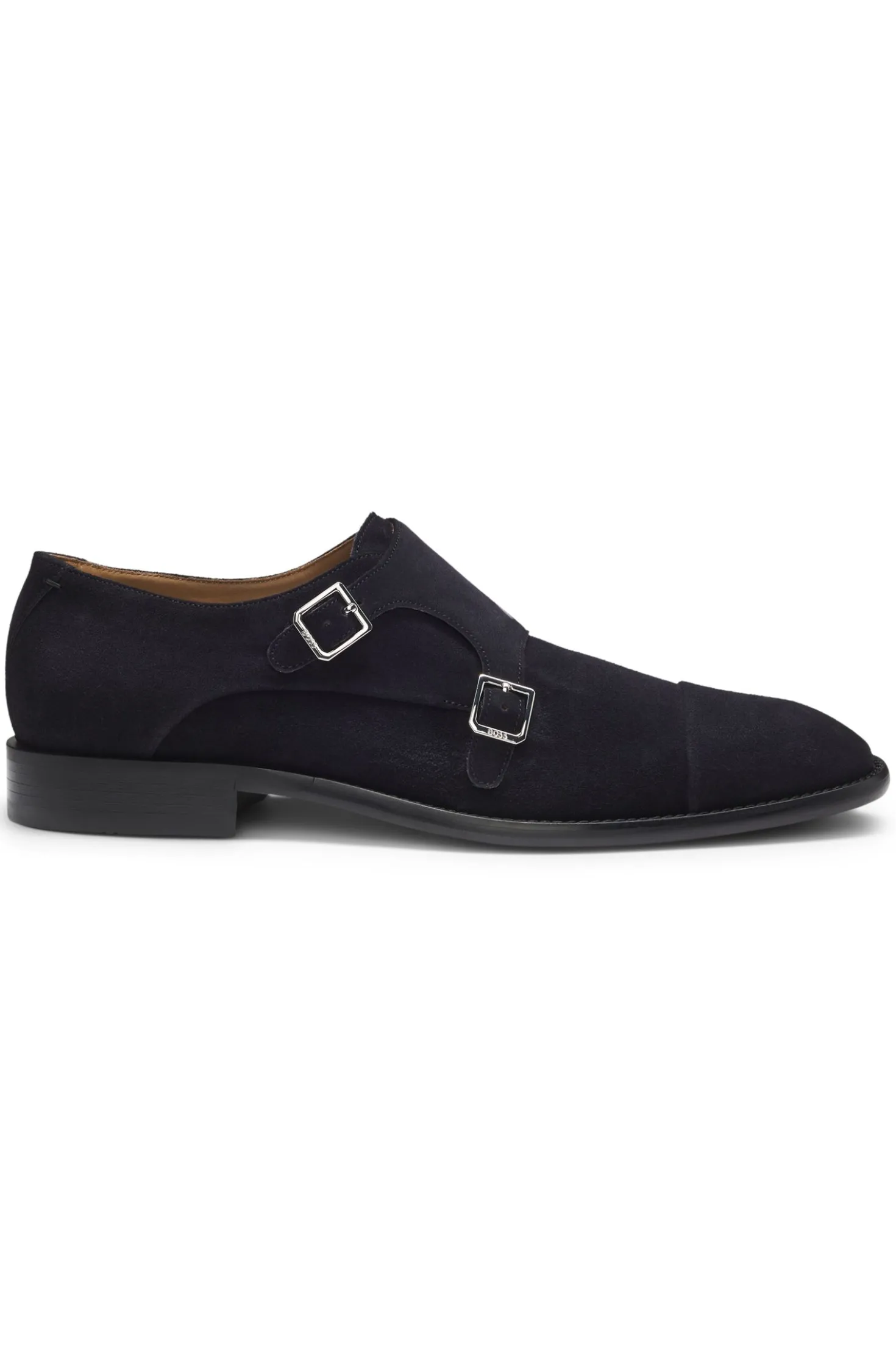 Monk shoes in suede with double strap