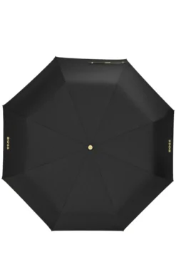 Monogram-canopy pocket umbrella in black and gold
