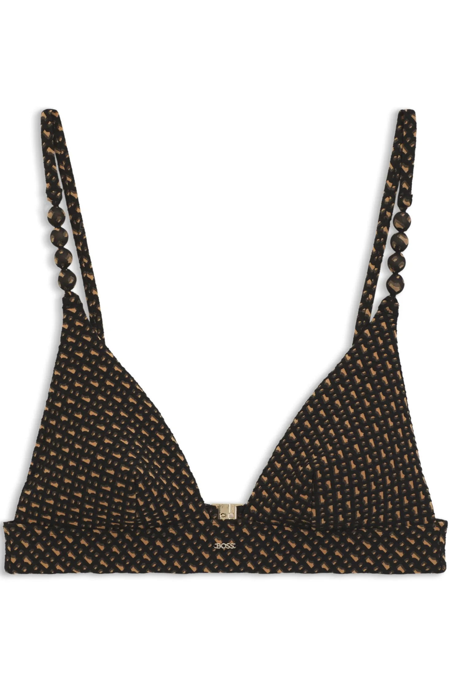 Monogram-patterned bikini top with removable padding