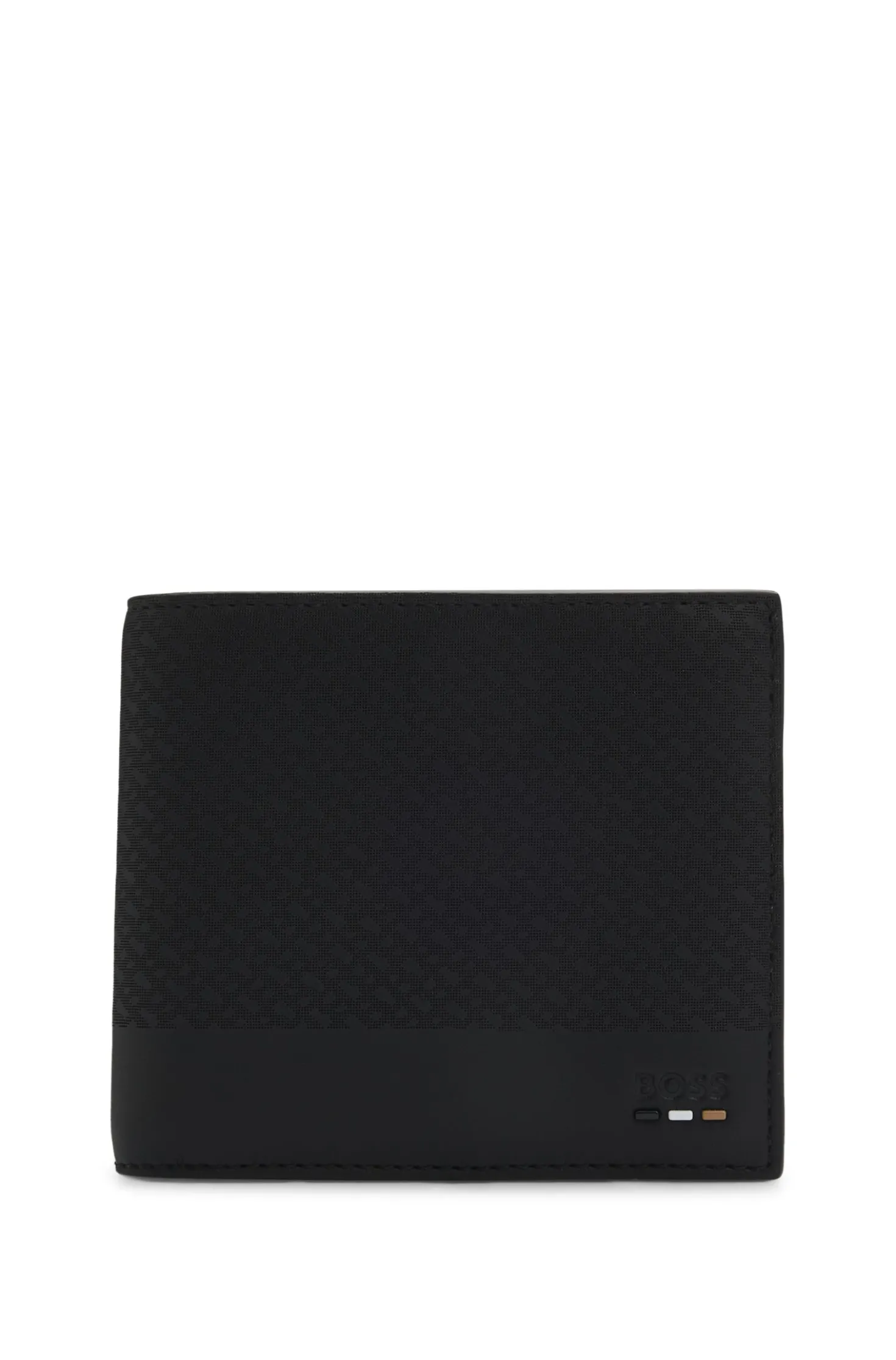 Monogram wallet with plain trims