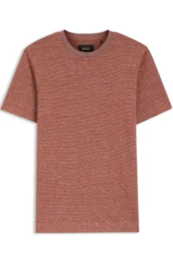 Mouliné-structured T-shirt in cotton, linen and silk