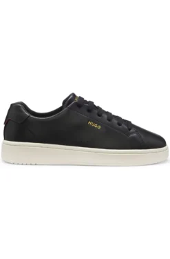 Nappa-leather trainers with gold-tone logo