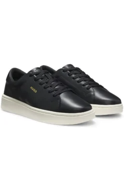 Nappa-leather trainers with gold-tone logo