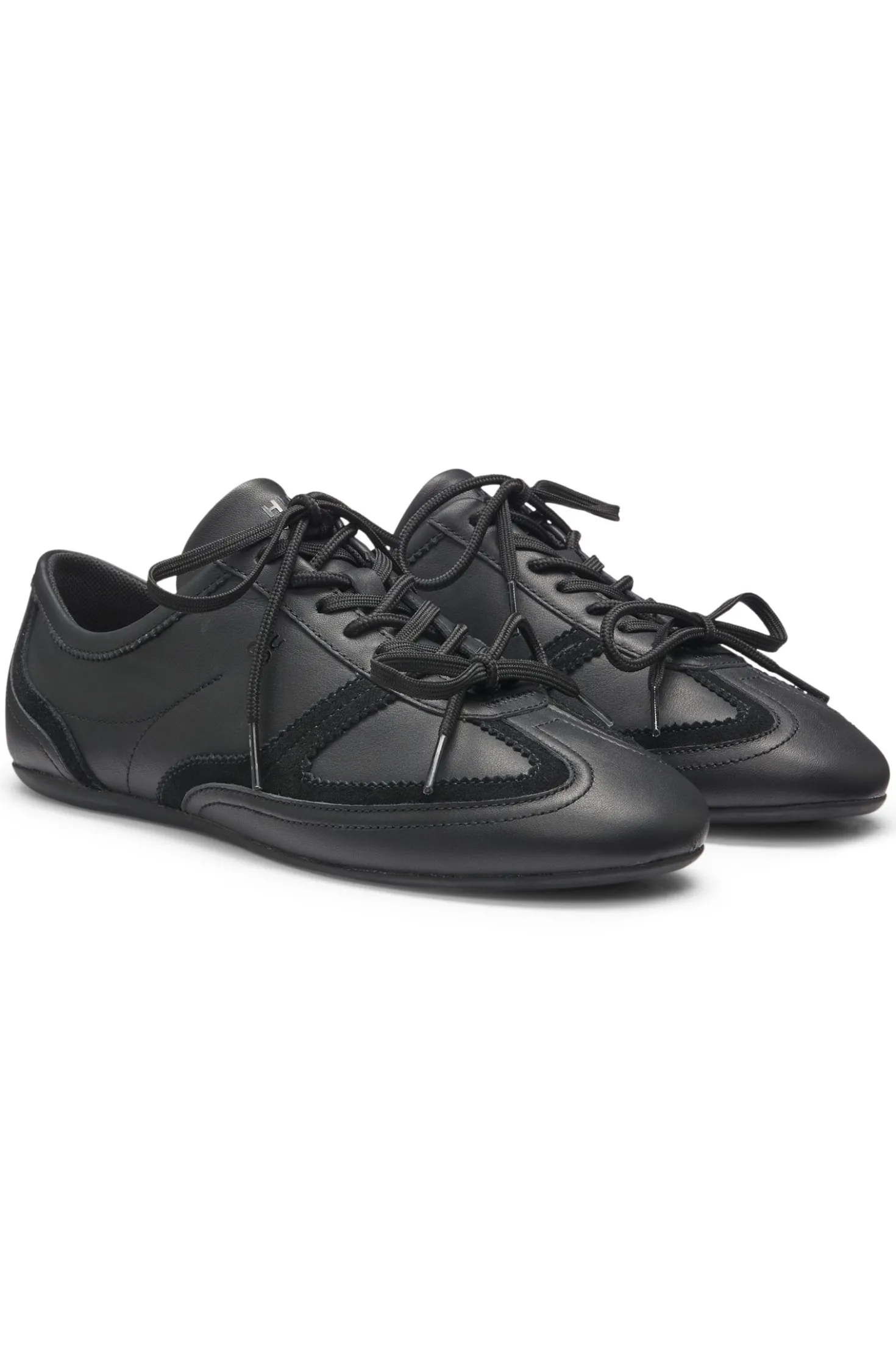 Nappa-leather trainers with suede trims