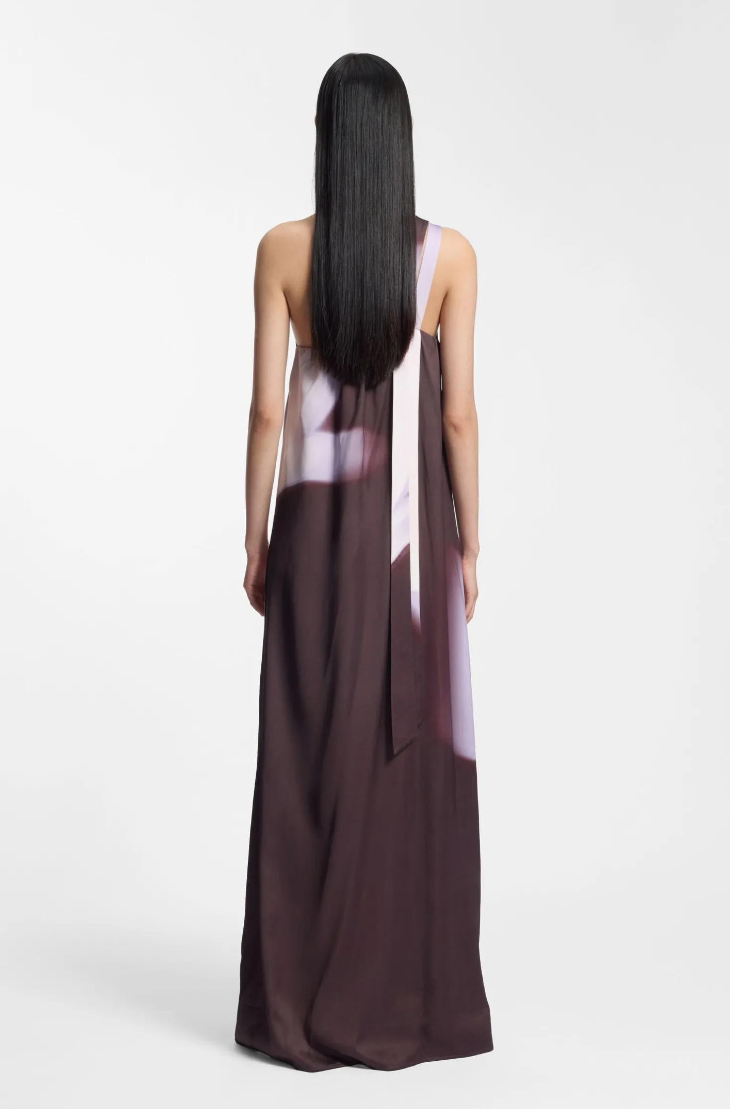 One-shoulder dress with floral print