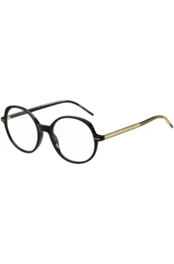 Optical frames in black acetate with gold-tone details