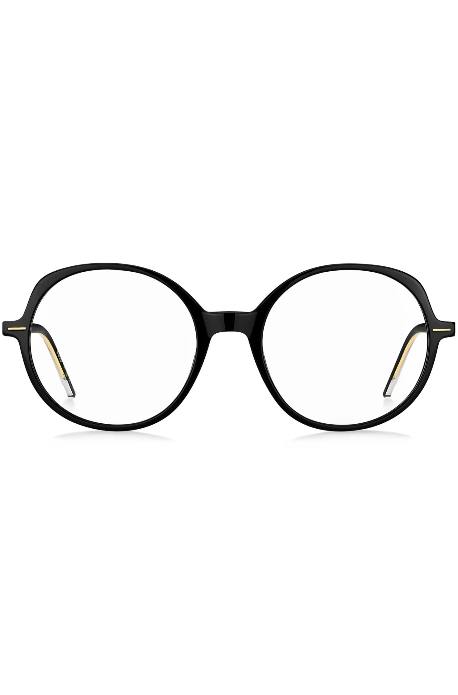 Optical frames in black acetate with gold-tone details