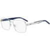 Optical frames in silver-tone metal with blue accents