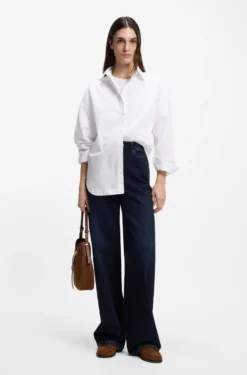 Oversized-fit blouse in cotton poplin