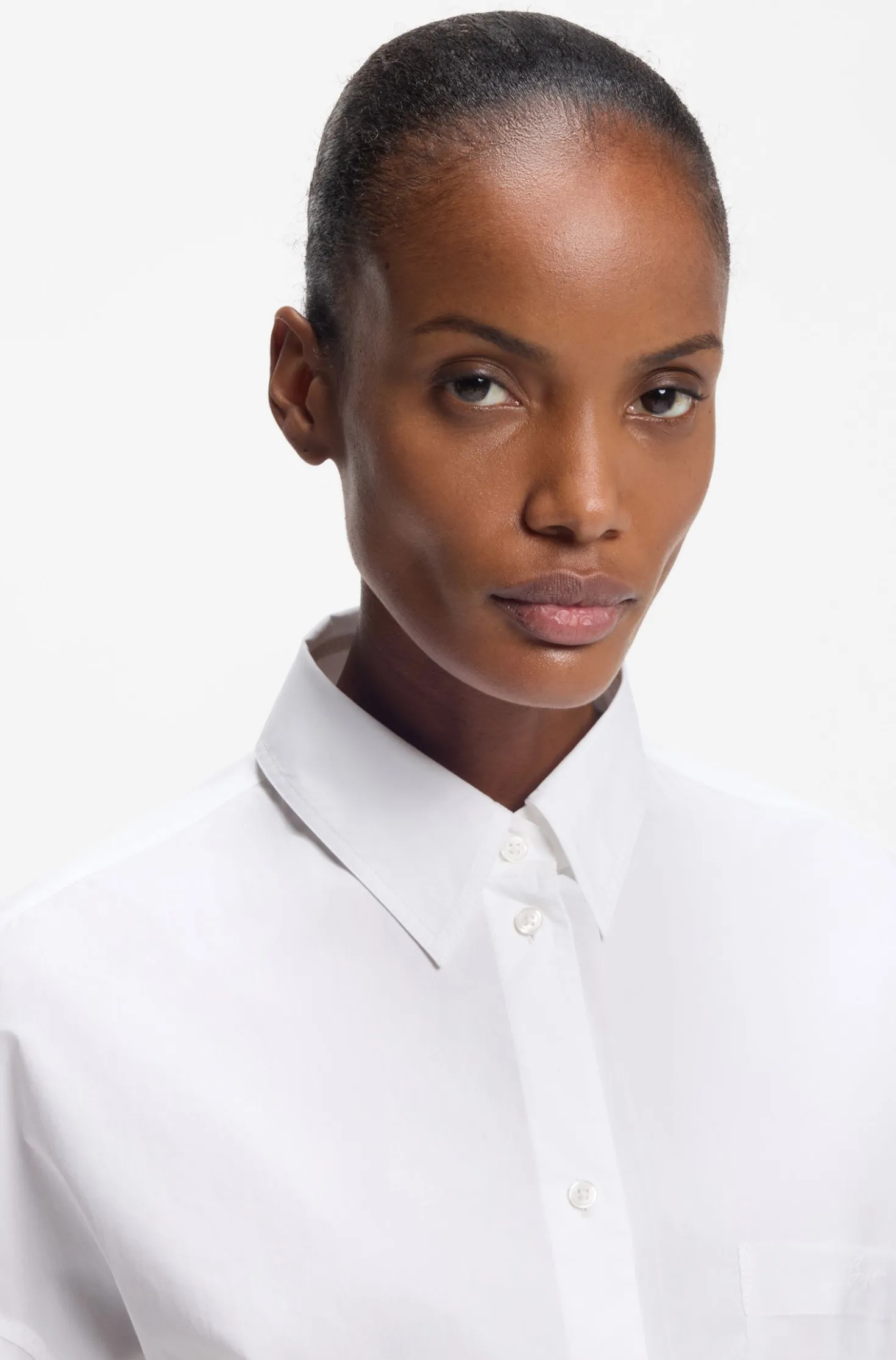 Oversized-fit blouse in cotton poplin and organza