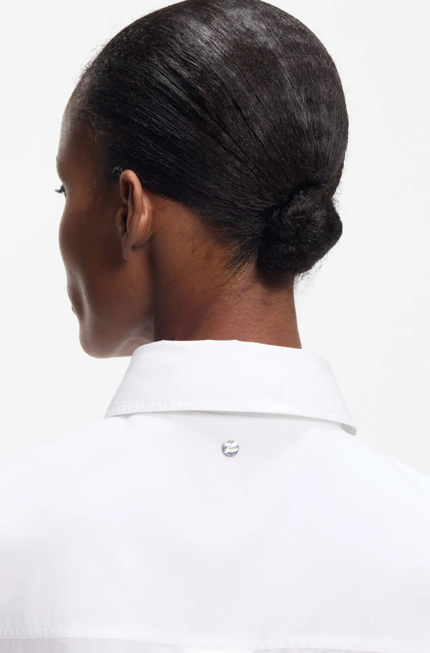 Oversized-fit blouse in cotton poplin and organza