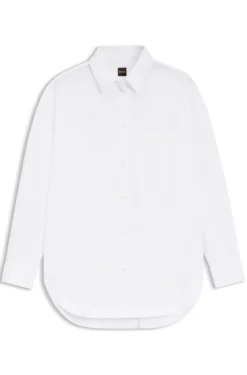 Oversized-fit blouse in cotton poplin and organza