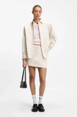 Oversized-fit blouse in cotton twill