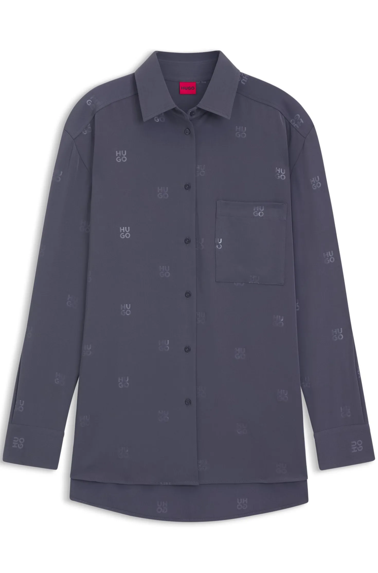 Oversized-fit blouse with stacked logos
