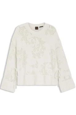 Oversized-fit cotton-blend sweater with knitted pattern