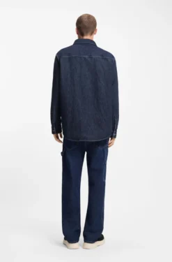 Oversized-fit shirt in blue denim