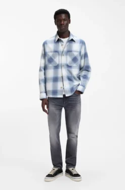 Oversized-fit shirt in checked cotton twill