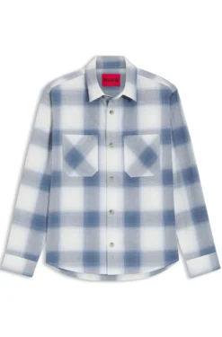Oversized-fit shirt in checked cotton twill