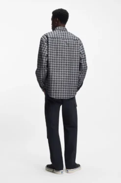 Oversized-fit shirt in checked cotton twill