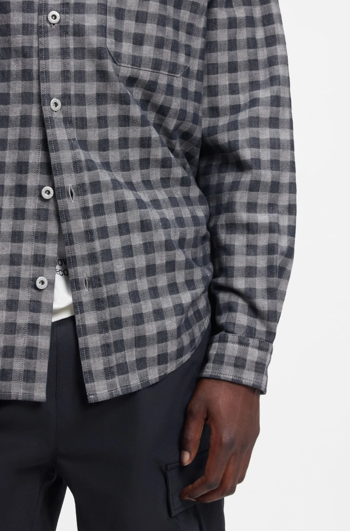 Oversized-fit shirt in checked cotton twill