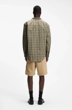 Oversized-fit shirt in checked cotton poplin