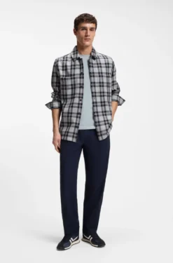 Oversized-fit shirt in checked cotton