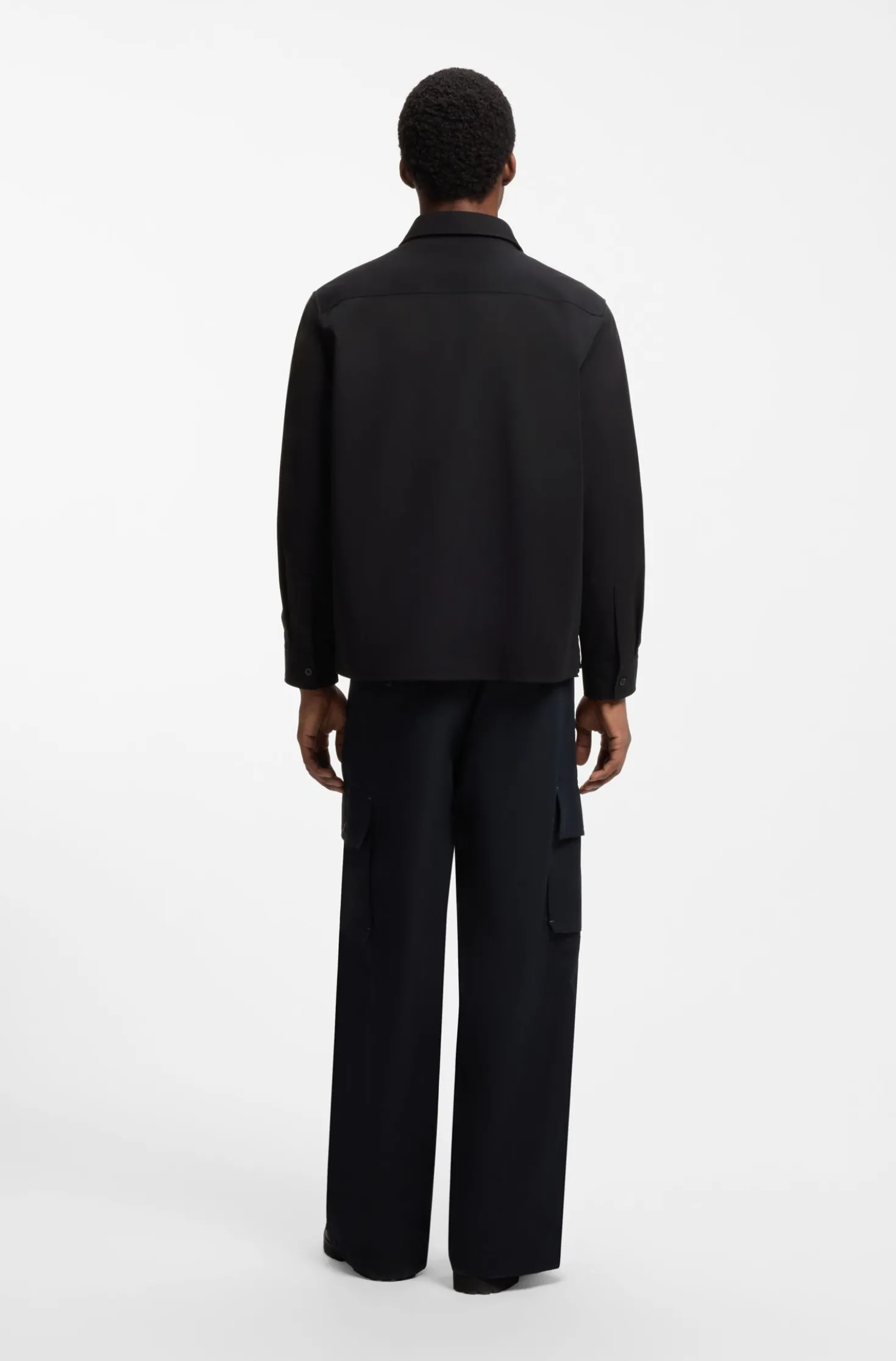 Oversized-fit shirt in cotton with flap chest pockets