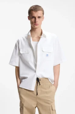 Oversized-fit shirt in cotton twill