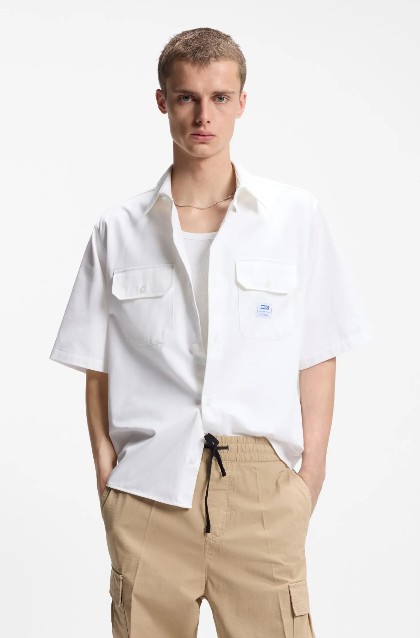 Oversized-fit shirt in cotton twill