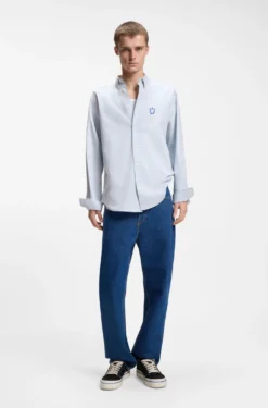 Oversized-fit shirt in Oxford cotton with logo embroidery