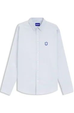 Oversized-fit shirt in Oxford cotton with logo embroidery
